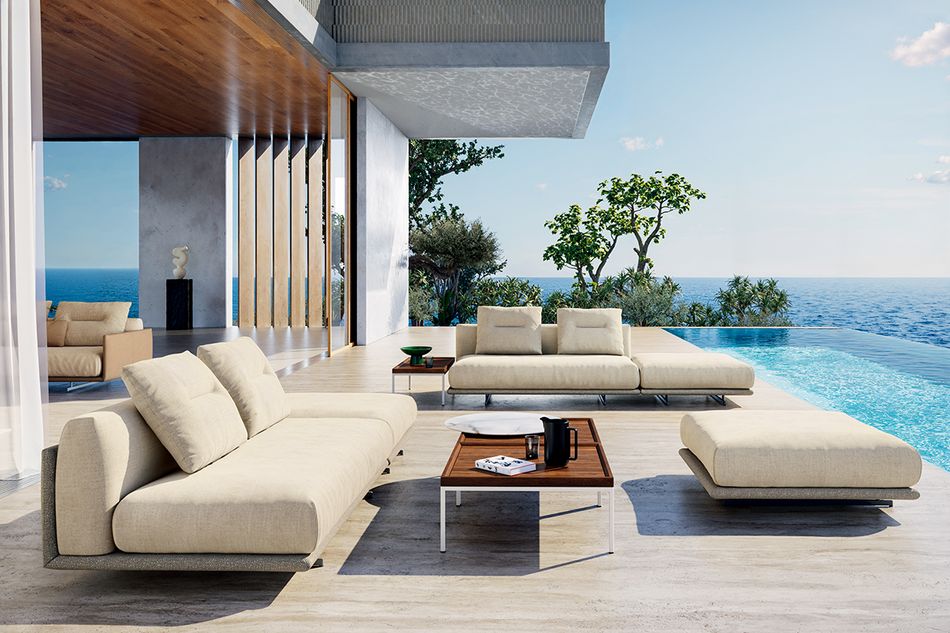 ロルフベンツ東京のモジュラーソファで、屋外に至高のラウンジ空間を