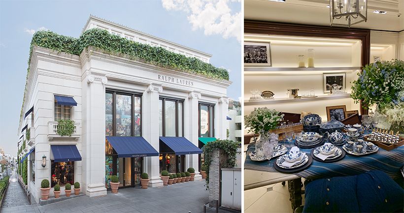 表参道のランドマークとなっている「ラルフ ローレン 表参道」。モダンなビルが立ち並ぶ表参道において、ライムストーンのオスマン様式の円柱を備えた白亜のファサードは、他とは一線を画す風格を漂わせます。約2,200平方メートルの敷地内には、カフェ「ラルフズ コーヒー」も。