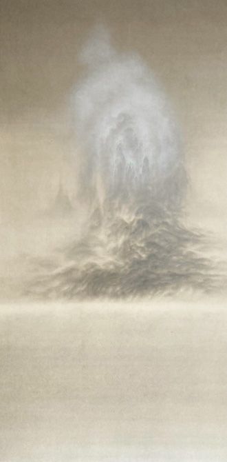 「那智輪廻図─地─」雲肌麻紙、墨、胡粉