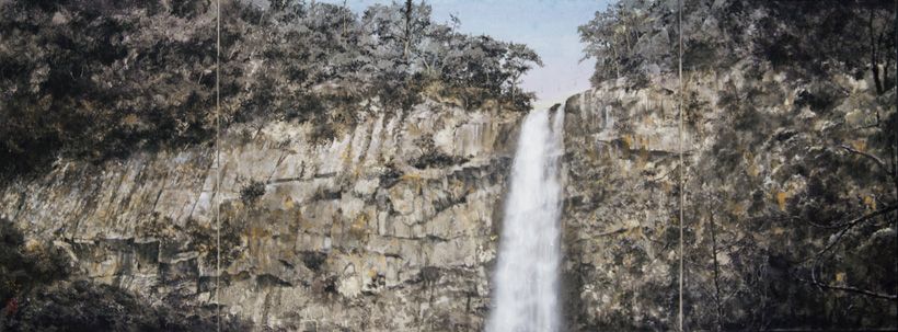 「那智大瀧」和紙、墨、岩絵具