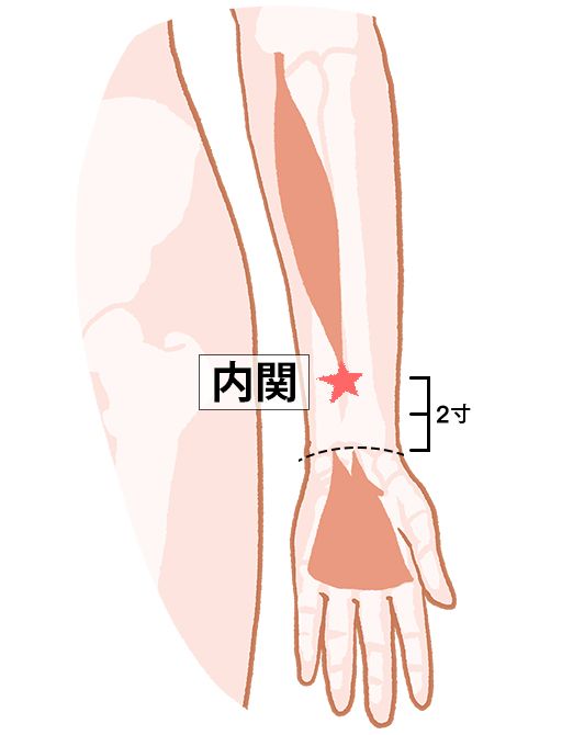 内関（ないかん）：心包経のツボ