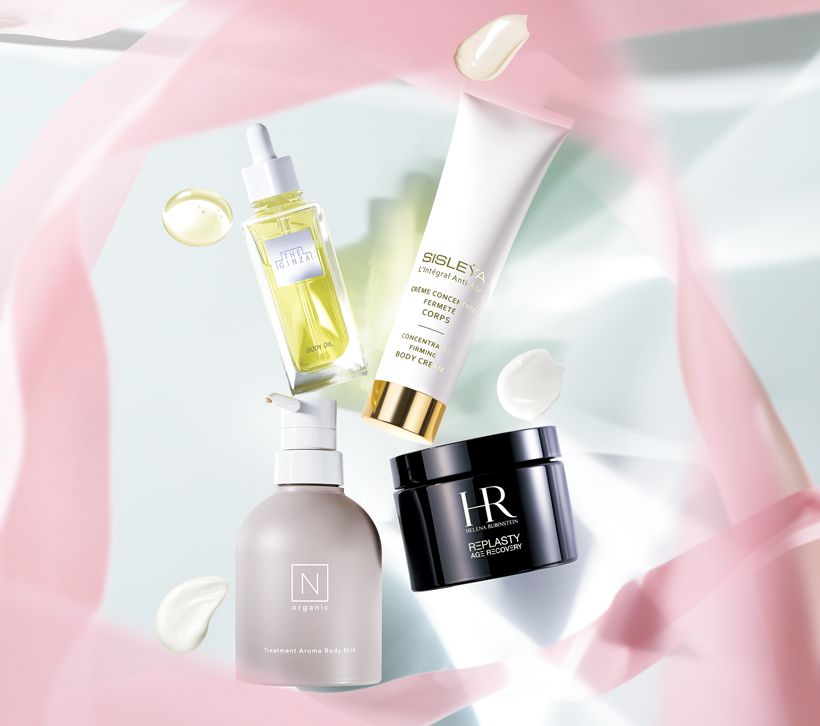 上段右・SISLEY（シスレー）、上段左・THE GINZA（ザ・ギンザ）、下段右・HELENA RUBINSTEIN（ヘレナ ルビンスタイン）、下段左・N organic（エヌオーガニック）