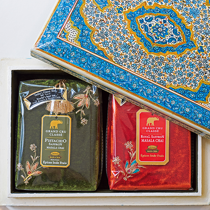 インド政府公認SAN-CHA TEA BOUTIQUE グリーンティー4種 インド 至高の旅⑨】パッケージも美しい本格茶葉。インドの優雅なお茶
