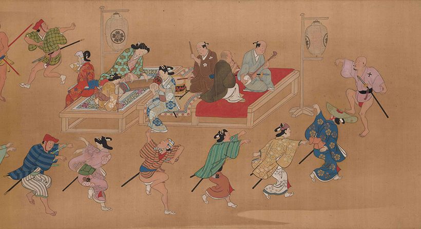 菱川師宣「十二ヶ月風俗図巻」下巻　七月　所蔵：(公財）静嘉堂蔵