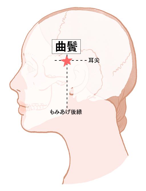 曲鬢（きょくびん）：胆経のツボ