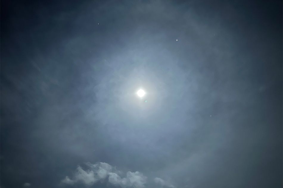 夜空に現れる美しい光の現象。月の周りにできる光の輪「月暈」を眺める