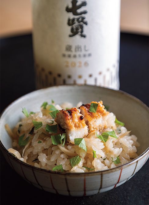 鱧と新生姜のご飯には本醸造無濾過生原酒を合わせて。