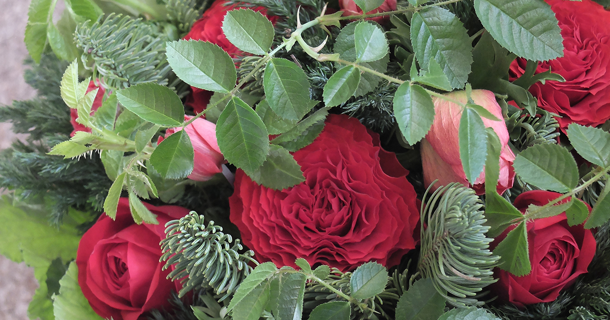 最終お値下げ/green&red/森のクリスマスミニブーケ/野ばらの実 詳し 