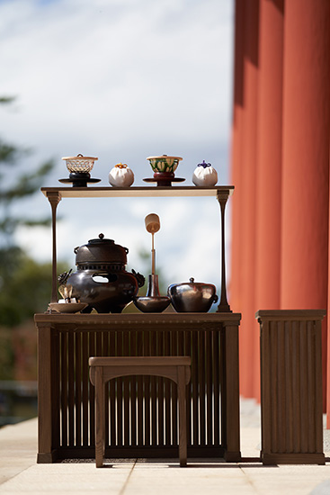 千 宗屋さんが興福寺中金堂（ちゅうこんどう）献茶式で使用した 茶道具