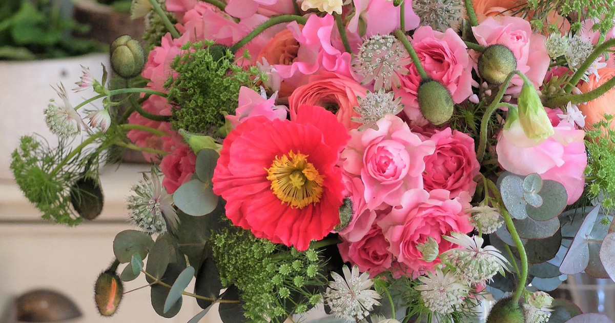 何色の花が咲くかは開いてからのお楽しみ！ 蕾入りの粋なアレンジメント