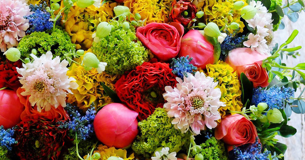 花びらがフリルのよう！ラナンキュラス“ポンポンシリーズ”が主役の贈り花