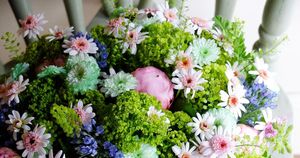 母の日ギフトにおすすめ。ミニマーガレットのかわいらしいアレンジ