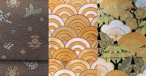 きものの文様【青海波（せいがいは）】名前の由来は雅楽の装束。水面の波頭を表現した文様