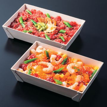 ちから寿しの冷凍近海まぐろ丼と海鮮ばらちらし
